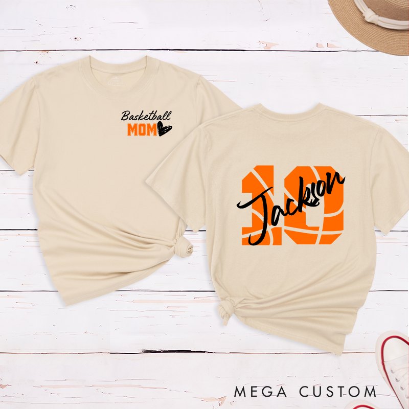 Personalized Basketball Mom T-Shirt with Custom Name and Player Number Unique and Stylish Gift for Proud Sports Moms
