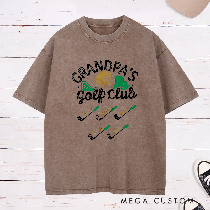 Personalized Golf Club Washed T-Shirt Add Your Kids’ Names Perfect Gift for Golf Enthusiast Parents