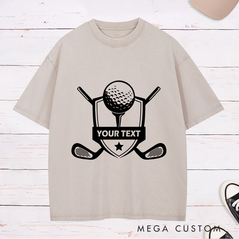 Personalized Golf Washed T-Shirt with Custom Message Unique Gift for Golfers Custom Golf Apparel for Men and Women