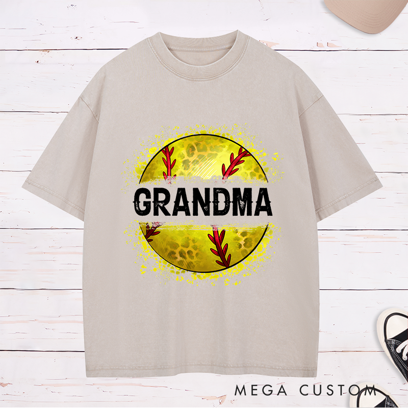 Personalized Softball Washed T-Shirt Customizable Text with Bold and Stylish Softball Graphic Perfect for Proud Fans and Supporters