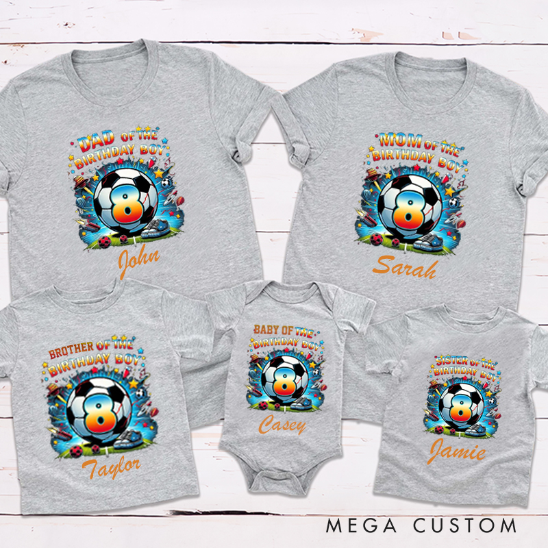 Personalized Soccer Celebratory Elements on Shirt Birthday Party Family Matching Outfit