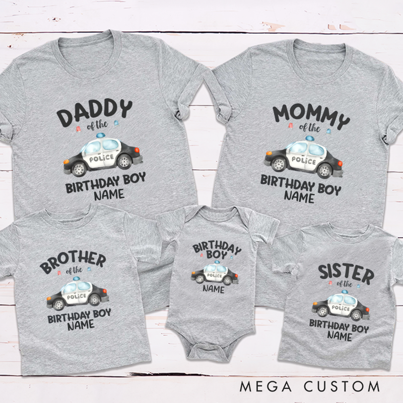 Personalized Police Birthday Boy Family Matching Outfit