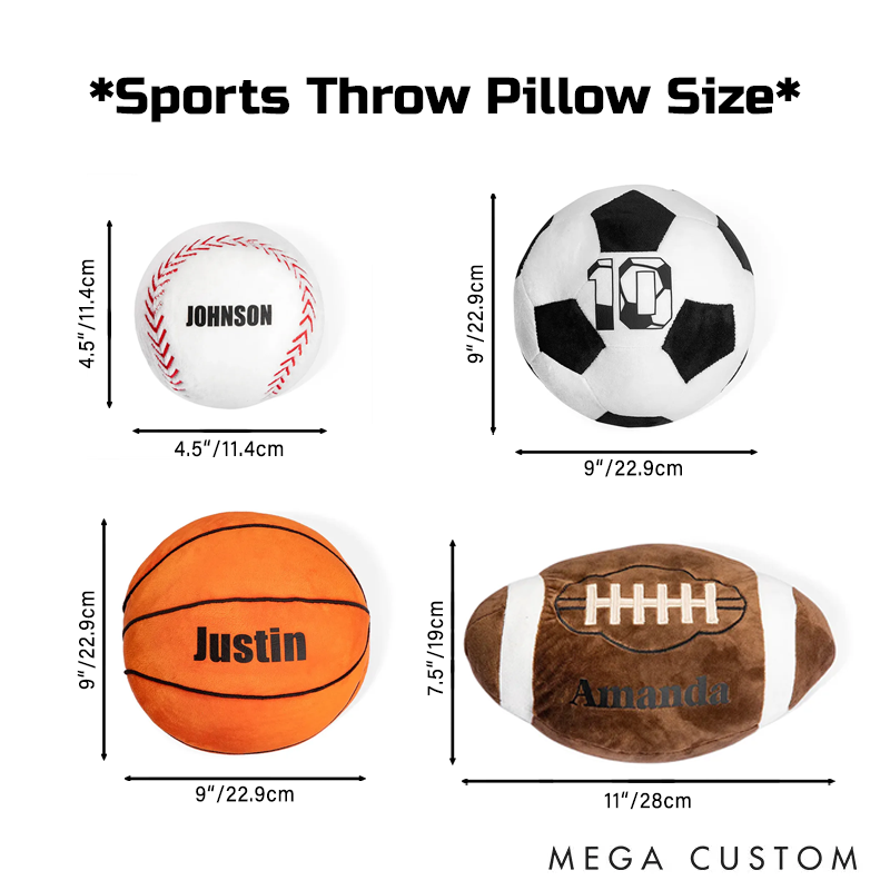 Personalized Sports Throw Pillow with Custom Text for Fans