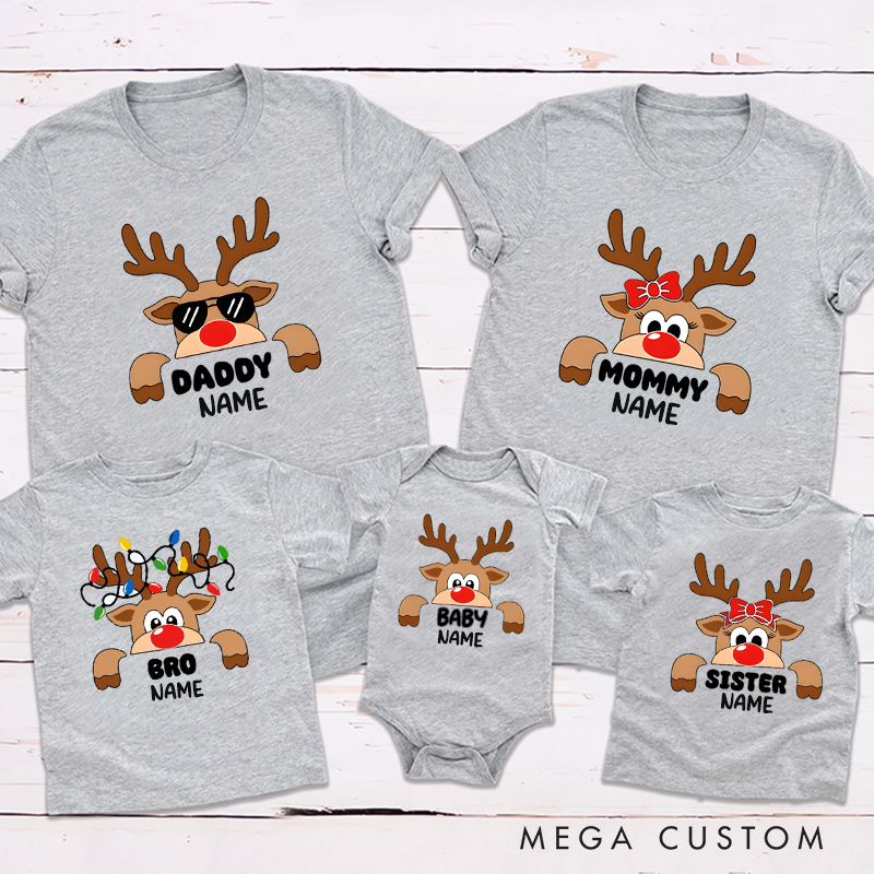 Personalized Christmas Cartoon Elk Pattern Design Family Matching Outfit