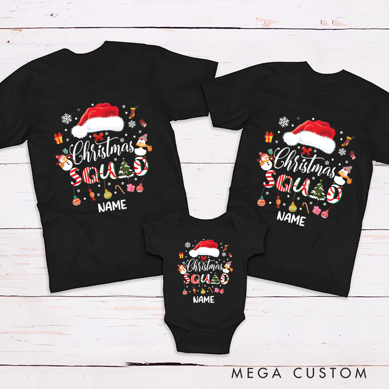 Personalized Family Christmas Squad Gift Cartoon Style Design Family Matching Outfit