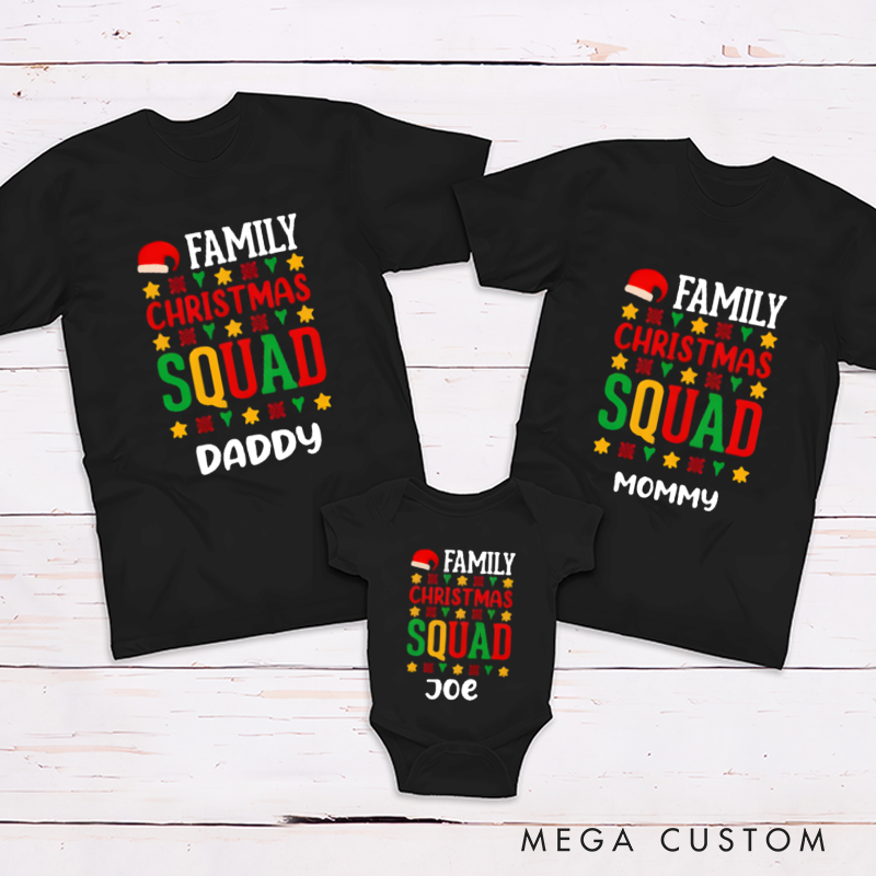 Personalized Family Christmas Squad Gift Shirt Custom Name Family Matching Outfit