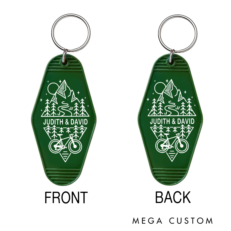 Personalized Outdoor Mountain Adventure Couple Keychain Nature Lovers Keychain Gift for Hiking