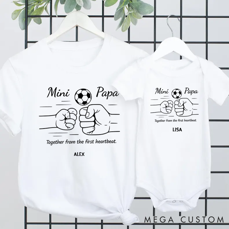 Personalized Soccer Dad and Baby Together from the First Hertbeat Matching Outfits Gift for New Dad