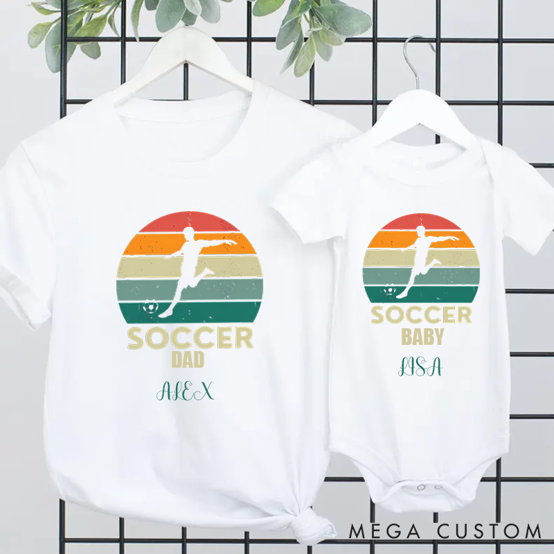 Personalized Soccer Dad and Soccer Baby Family Matching Outfits Father's Day Gift
