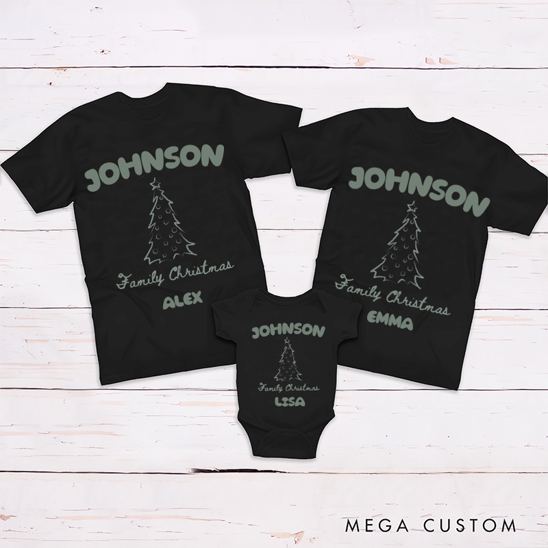 Personalized Family Christmas Tree Adventure Matching Outfits for Creating Magical Memories this Holiday