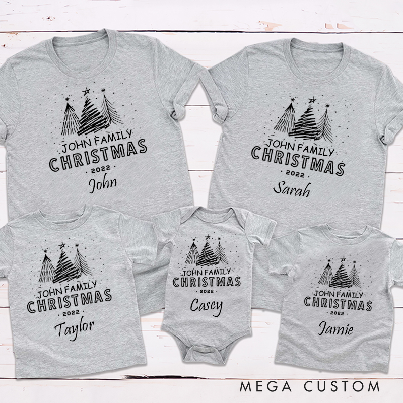 Personalized Christmas Tree on Shirt Holiday Theme Family Matching Outfit