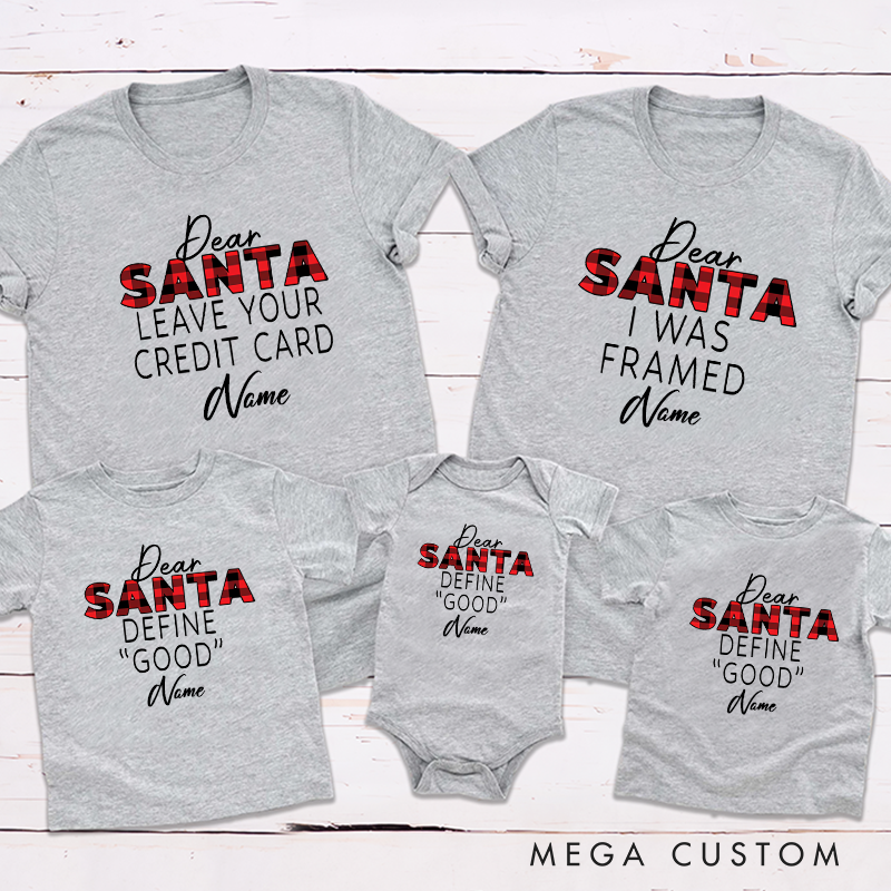 Personalized Cheerful Santa Related Christmas with Funny Messages Family Matching Outfit