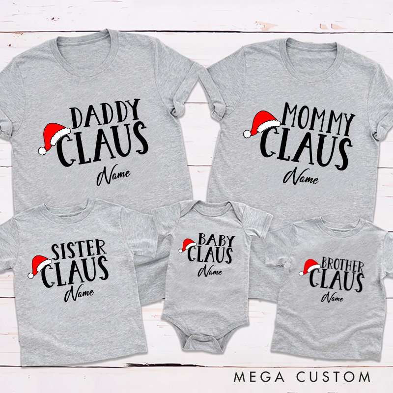 Personalized Claus Family Christmas Hat Pattern Design Family Matching Outfit
