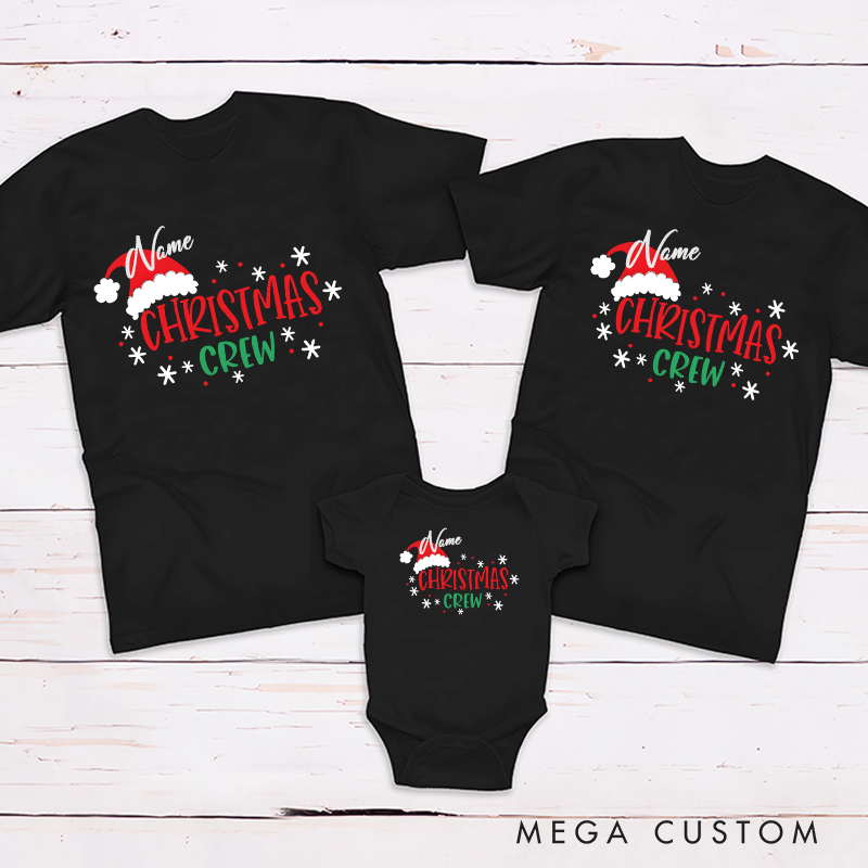 Personalized Christmas Crew Design with Snowflakes Family Matching Outfit