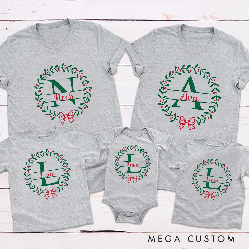 Personalized Christmas Gift Minimally Cesigned Initials for Name Family Matching Outfit