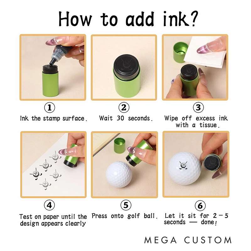 Personalized Golf Ball Stamp with Custom Initials and Crest Design  