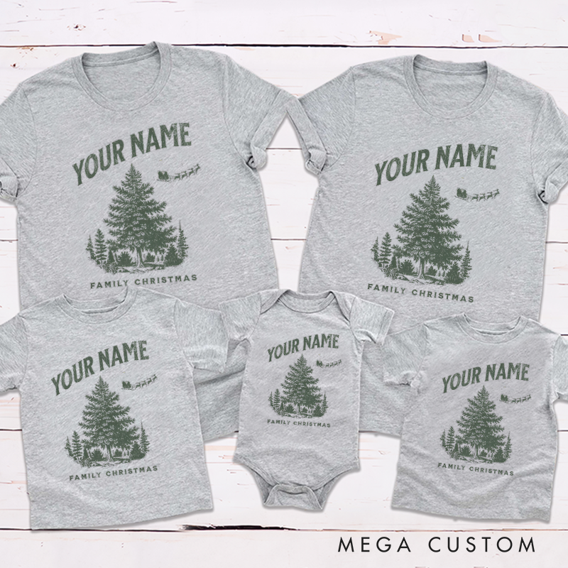 Personalized Christmas Gift Vintage Design of Christmas Tree Family Matching Outfit