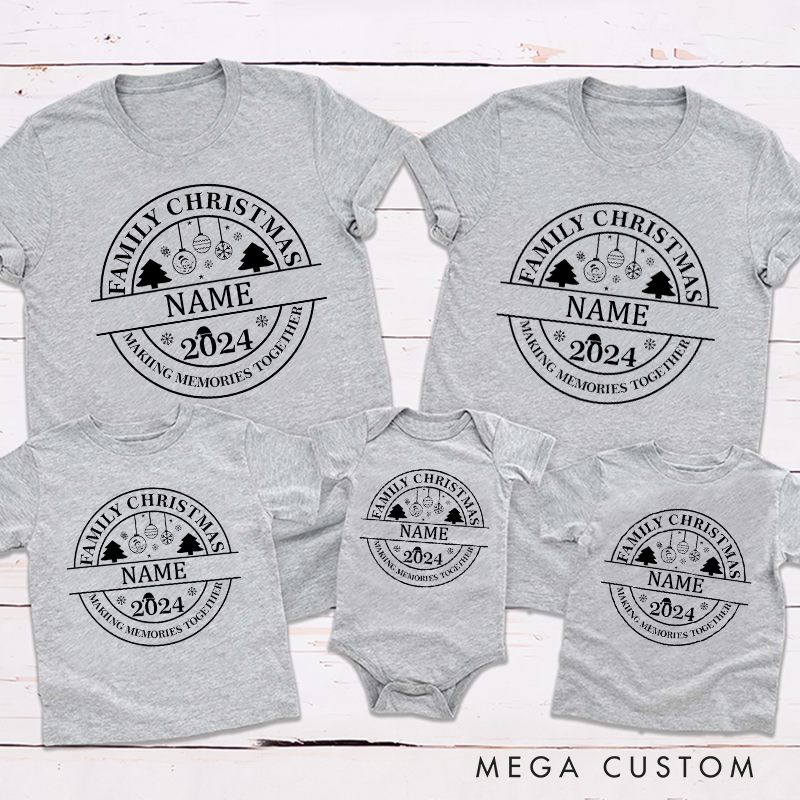Personalized Christmas Gift Making Memories Together Circular Pattern Design Family Matching Outfit