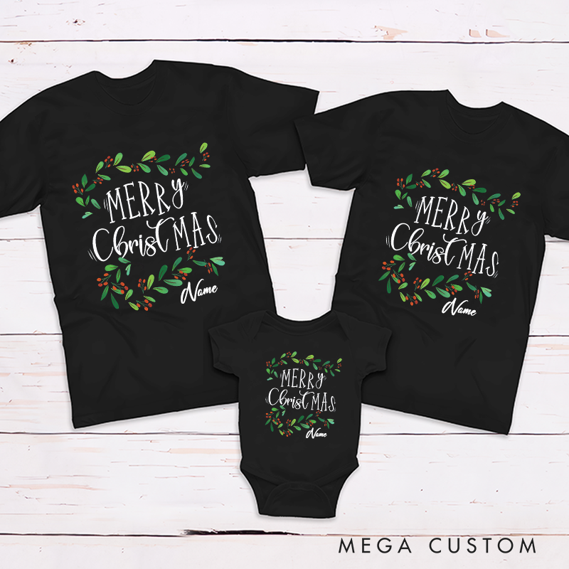 Personalized Christmas Gift Green and Fresh Style Minimalist Design Family Matching Outfit