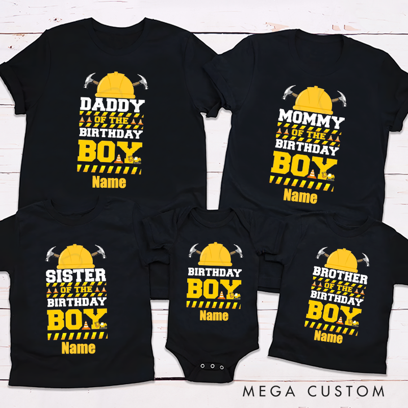 Personalized Birthday Boy Matching Family Construction Excavator Party Family Matching Outfit