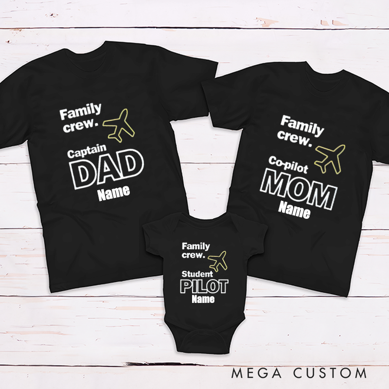 Personalized Pilot Family Aviation Travel Theme Design Family Matching Outfit
