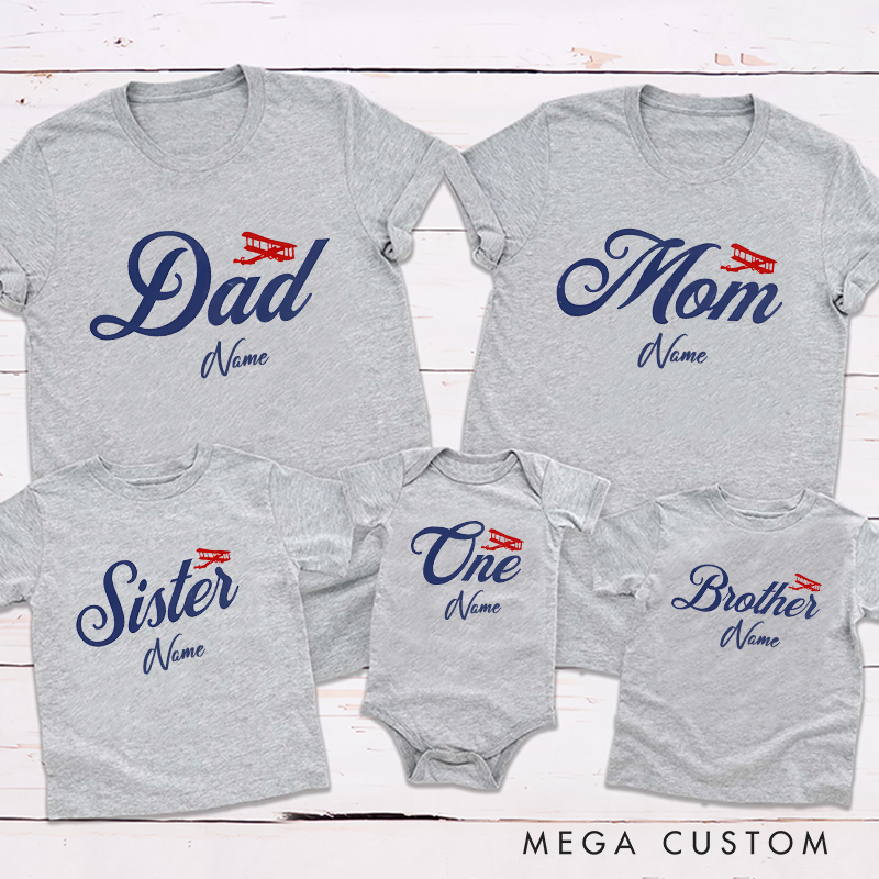 Personalized Happy Family Gift Time Flies Theme Vintage Airplane Design Family Matching Outfit