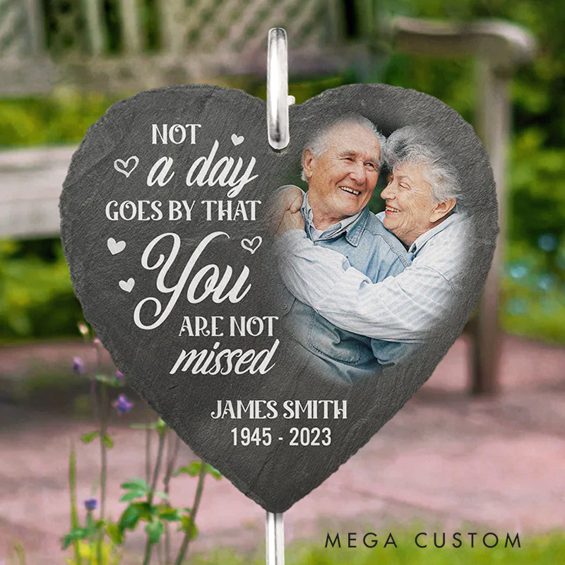 Personalized Memorial Grave Marker Photo You Will Live Forever In Our Hearts Keepsake Custom Garden Slate Sympathy Gift 
