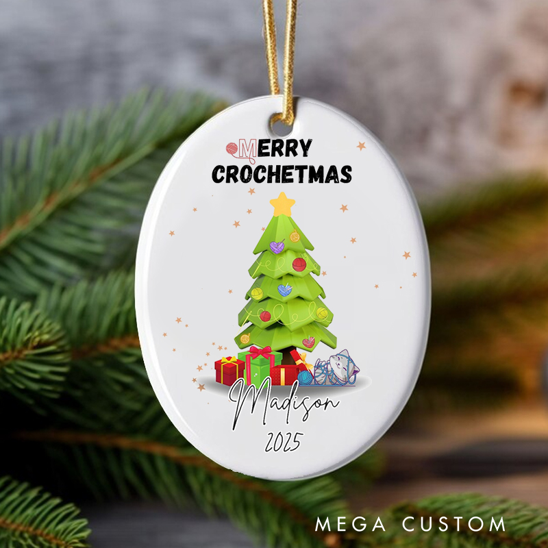 Personalized Merry Crochetmass Christmas Ornament Gift for Crocheting Lovers Christmas Decoration