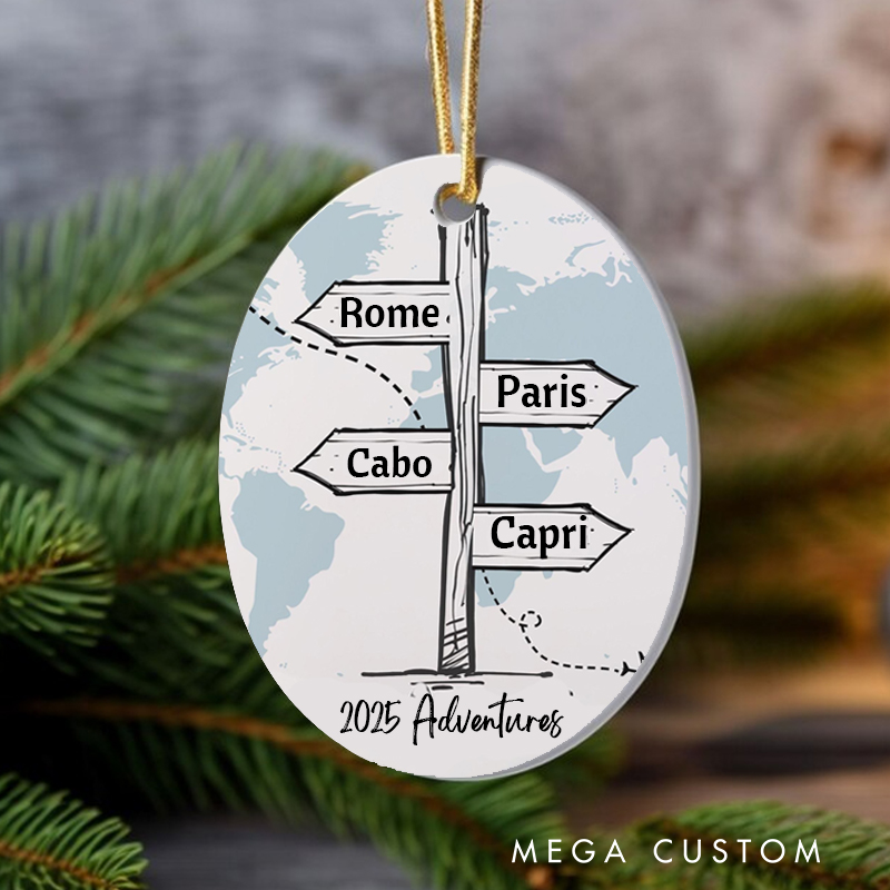 Personalized Adventures Christmas Ornament Gift for Traveling Lovers Christmas Decoration Gift for Travel Lovers