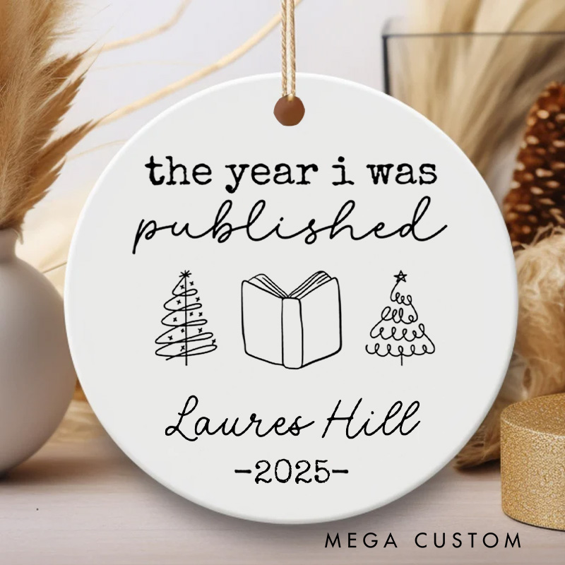 Personalized the Year I was Published Christmas Ornament Custom Published Author Ornament Holiday Decor for Writer Gift Book Lovers Gift Bookish Gift