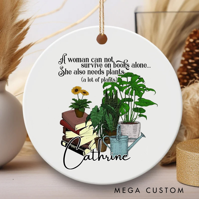 Personalized Books and Plants Christmas Ornament Book Lover Ornament Holiday Decor for Book Lovers Gift Bookish Gift Librarian Gift