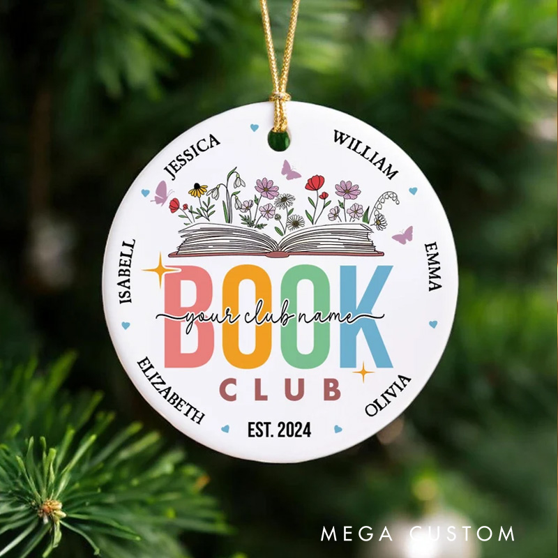Personalized Book Club Christmas Ornament Custom Bookish Ornament Holiday Decor for Book Lovers Gift Reading lover Gift Librarian Gift