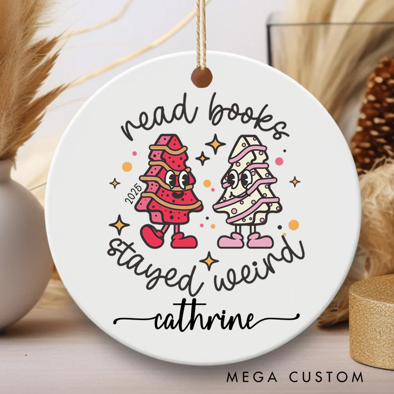 Personalized Read Books Stayed Weird Christmas Ornament Book Club Ornament Holiday Decor for Book Lovers Gift Reading Gift Librarian Gift