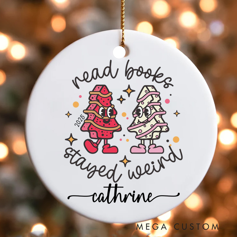 Personalized Read Books Stayed Weird Christmas Ornament Book Club Ornament Holiday Decor for Book Lovers Gift Reading Gift Librarian Gift