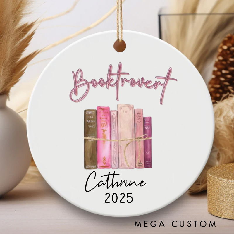 Personalized Booktrovert Christmas Ornament Custom Book Ornament with Name Holiday Decor for Book Lovers Gift Librarian Gift