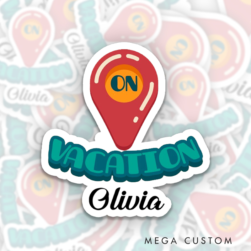 Personalized On Vacation Sticker Retro Stickers for Traveling Lovers Funny Gift for Travelers