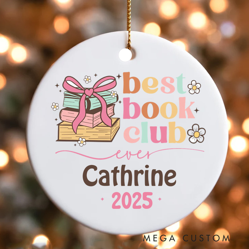 Personalized Best Book Club Christmas Ornament 2025 Book Ornament with Name Holiday Decor for Book Lovers Gift Librarian Gift
