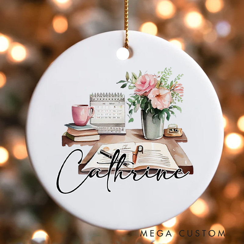 Personalized Book Writer Christmas Ornament Small Literary Ornament Writer Ornament Holiday Decor for Book Lover Gift Librarian Gift