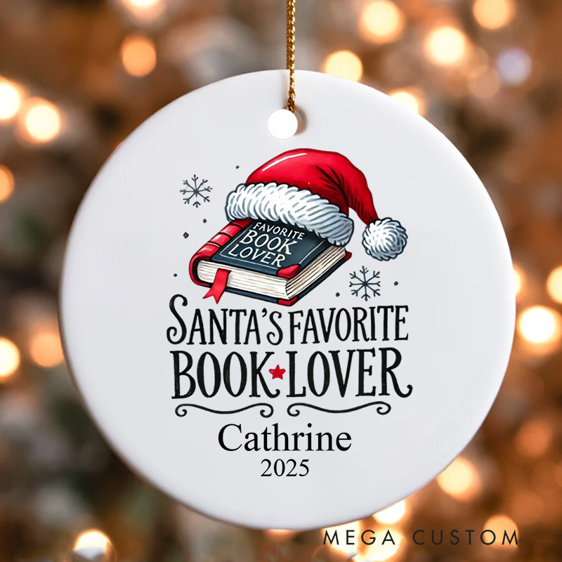 Personalized Santa's Favorite Book Lover Christmas Ornament Bookworm Gifts for Kids Bookish Ornament for Reader Gift Book Lovers Gift Librarian Gift