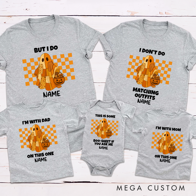 Personalized Halloween Spooky Season Party Ghost Pattern Design Family Matching Outfit
