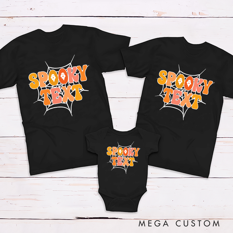 Personalized Halloween Spooky Family Cute Artistic Fonts Design Family Matching Outfit