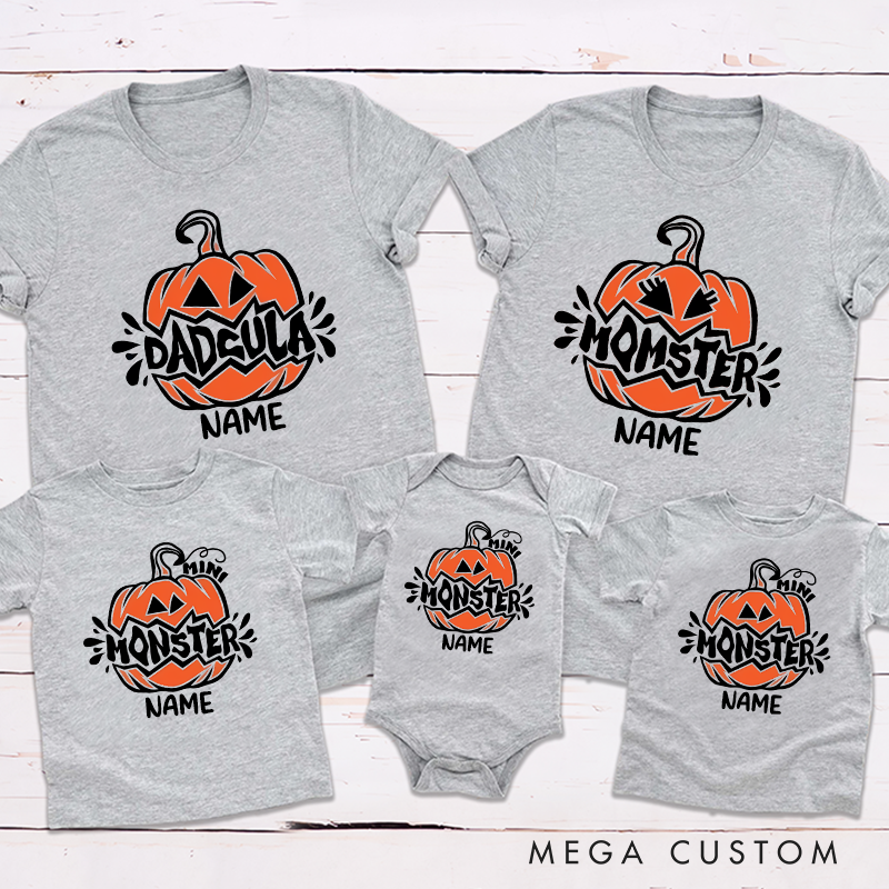 Personalized Halloween Dad Cula Momster Little Monster Cool Pumpkin Design Family Matching Outfit