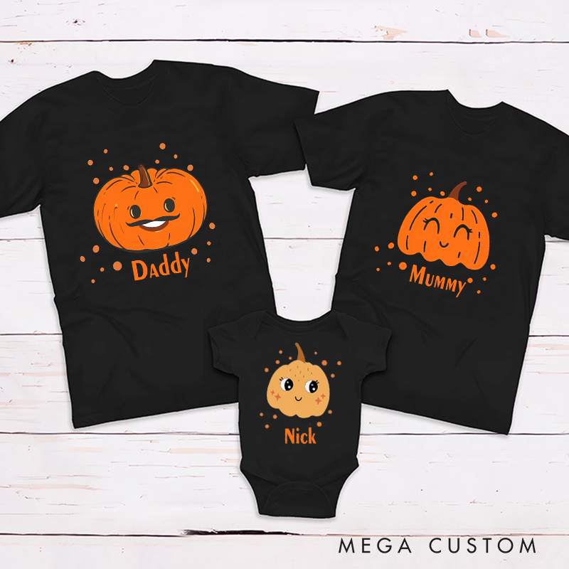 Personalized Halloween Cartoon Pumpkin Family Party Design Family Matching Outfit