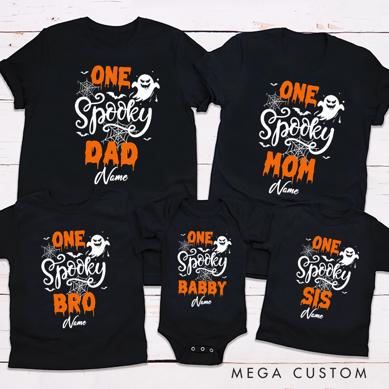 Personalized One Spooky Halloween Mom Dad and Us Design Family Matching Outfit