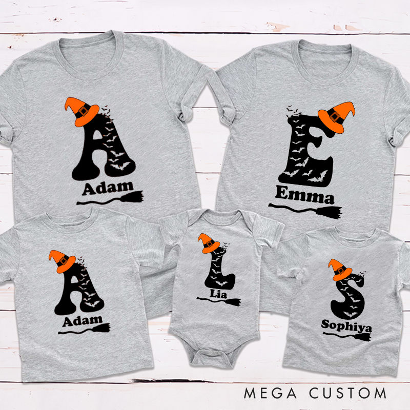 Personalized Halloween Witch Family Party Customized Alphabet Names Family Matching Outfit