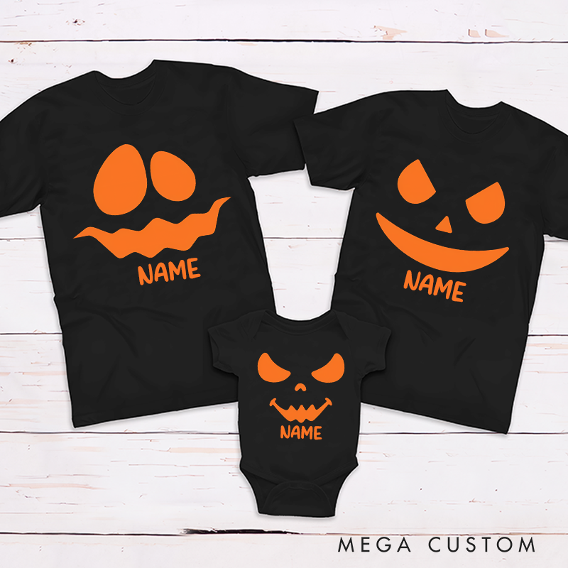 Personalized Interesting Halloween Pumpkin Face Pattern Design Family Matching Outfit