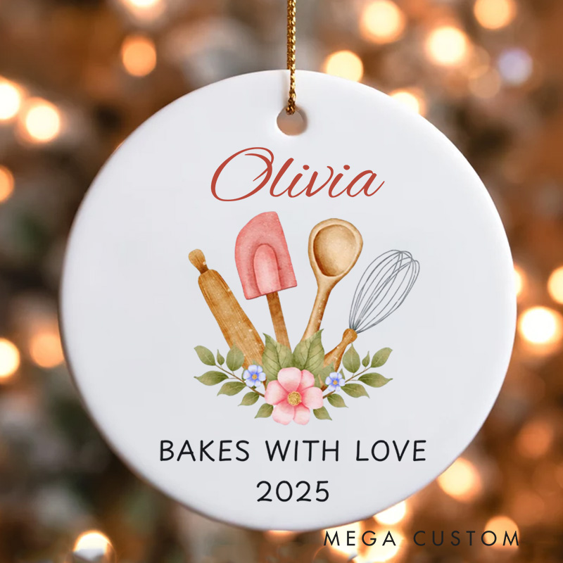 Personalized Bake with Name Christmas Ornament Custom Baker Name Ornament 2025 Baking Lover Ornament for Baking Lover Gift
