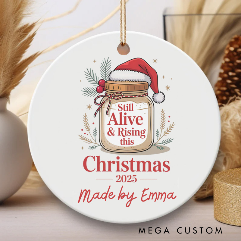 Personalized Sourdough Christmas Ornament 2025 Bread Starter Keepsake Ornament with Name Baking Holiday Decor Ornament for Baking Lover Gift