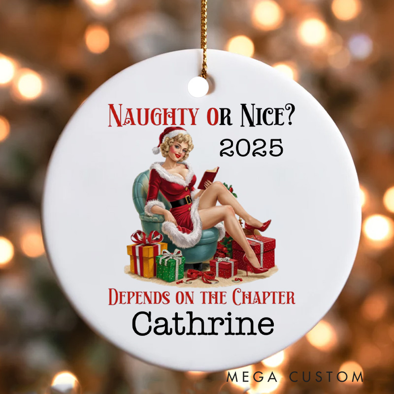 Personalized Naughty or Nice Christmas Ornament Book Ornament Bookworm Ornament Holiday Decor for Book Lover Gift Librarian Gift