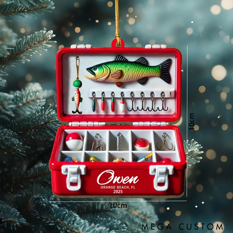 Personalized Fishing Tackle Box Ornament Fisher Ornament Fisherman Ornament Fishing Father's Day Ornament Perfect Christmas Gift for Fishing Lover